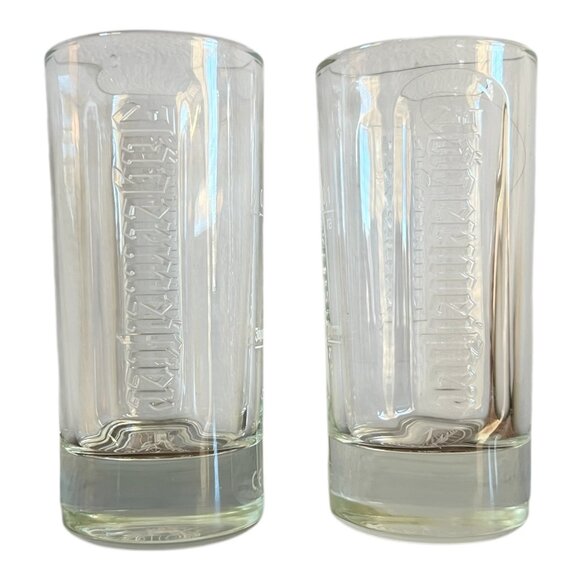 Jägermeister Etched Tall Glasses With Deer & Cross Bottom Design - Set Of 2 - Picture 1 of 6